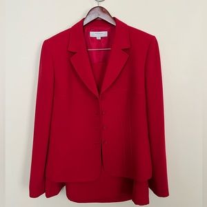 Tahari ASL size 14 Elegant Cherry Red 2piece Skirt Suit
